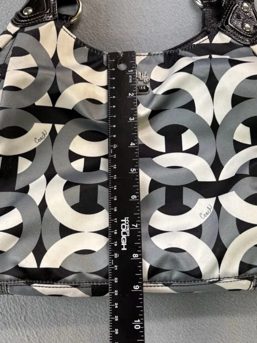 Coach Black, Gray & White Signature Link Hobo Bag